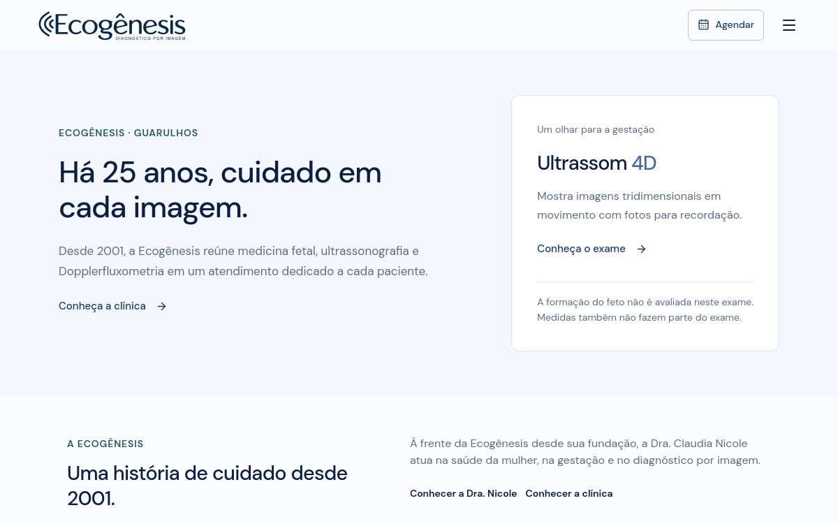 Nova página inicial da Ecogênesis